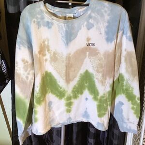 Vans Multicolor Tie-Dye Lightweight Pullover Sweatshirt in Brown, Green and Blue